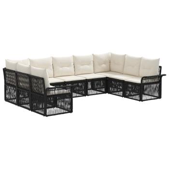 Gartensofa-set 9 stk. Schwarz Poly-Rattan