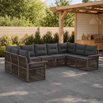 ARDEBO.de - Gartensofa-set 9 stk. Grau Poly-Rattan