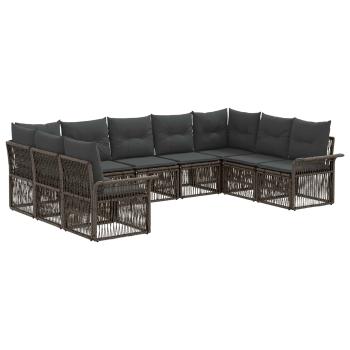 Gartensofa-set 9 stk. Grau Poly-Rattan