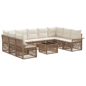 Gartensofa-set 10 Stk. Beige Poly-Rattan