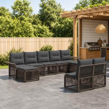 ARDEBO.de - Gartensofa-set 9 stk. Grau Poly-Rattan