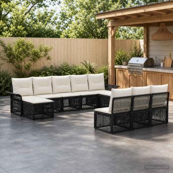 ARDEBO.de - Gartensofa-set 10 stk. Schwarz Poly-Rattan