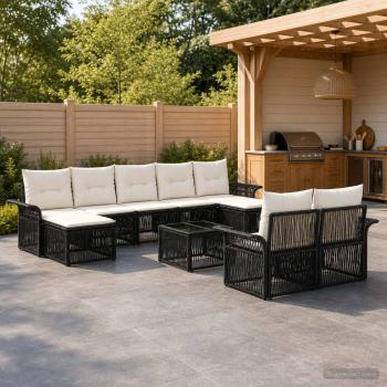 ARDEBO.de - Gartensofa-set 10 stk. Schwarz Poly-Rattan