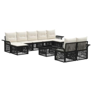 Gartensofa-set 10 stk. Schwarz Poly-Rattan