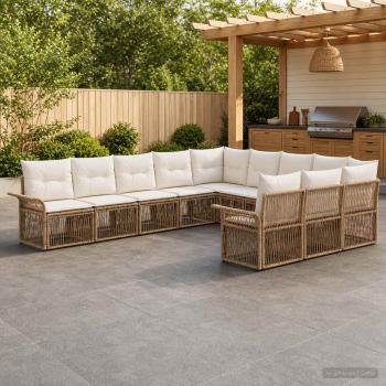 ARDEBO.de - Gartensofa-set 11 stk. Beige Poly-Rattan