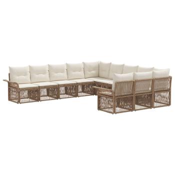 Gartensofa-set 11 stk. Beige Poly-Rattan