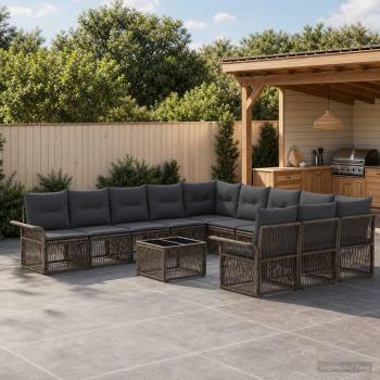 ARDEBO.de - Gartensofa-set 12 Stk. Grau Poly-Rattan