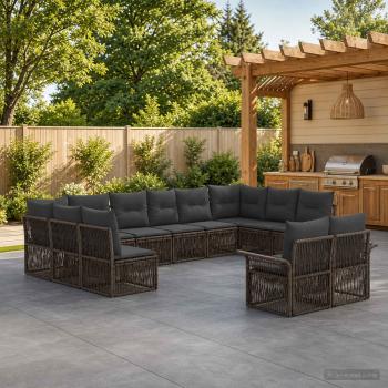 ARDEBO.de - Gartensofa-set 12 stk. Grau Poly-Rattan