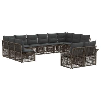 Gartensofa-set 12 stk. Grau Poly-Rattan