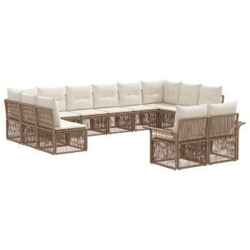Gartensofa-set 12 stk. Beige Poly-Rattan