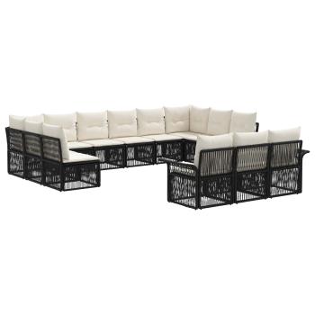 Gartensofa-set 13 stk. Schwarz Poly-Rattan