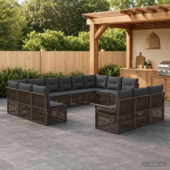 ARDEBO.de - Gartensofa-set 13 stk. Grau Poly-Rattan