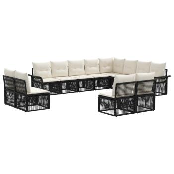 Gartensofa-set 12 Stk. Schwarz Poly-Rattan