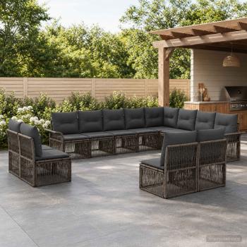 ARDEBO.de - Gartensofa-set 12 stk. Grau Poly-Rattan