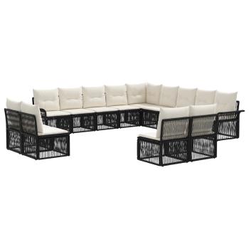 Gartensofa-set 13 Stk. Schwarz Poly-Rattan