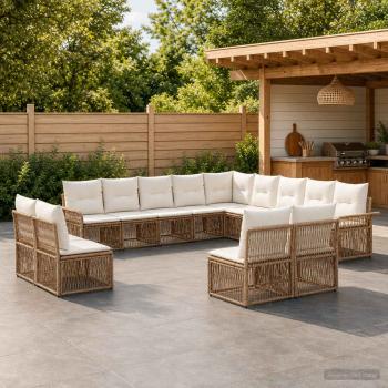 ARDEBO.de - Gartensofa-set 13 stk. Beige Poly-Rattan