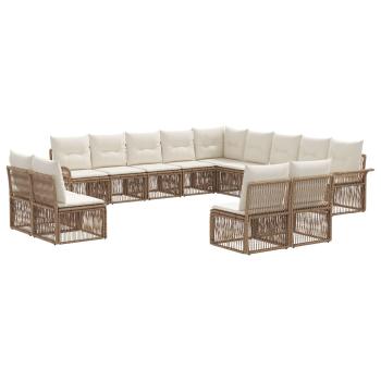Gartensofa-set 13 stk. Beige Poly-Rattan