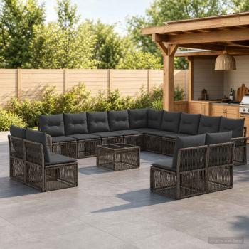 ARDEBO.de - Gartensofa-set 14 stk. Grau Poly-Rattan