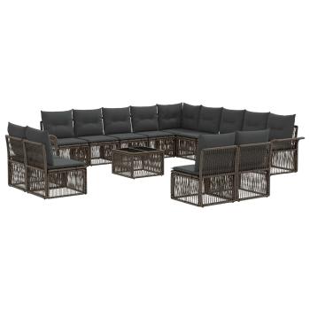 Gartensofa-set 14 stk. Grau Poly-Rattan