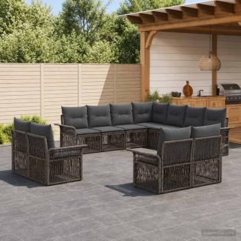 ARDEBO.de - Gartensofa-set 11 stk. Grau und Dunkelgrau Poly-Rattan