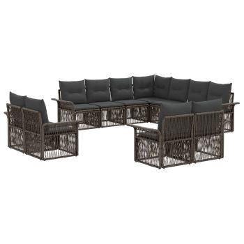 Gartensofa-set 11 stk. Grau und Dunkelgrau Poly-Rattan