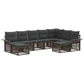 Gartensofa-set 9 stk. Grau und Dunkelgrau Poly-Rattan