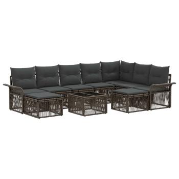 ARDEBO.de - Gartensofa-set 10 Stk. Grau und Dunkelgrau Poly-Rattan