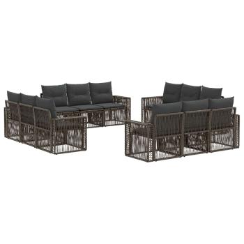 Gartensofa-set 12 stk. Grau und Dunkelgrau Poly-Rattan