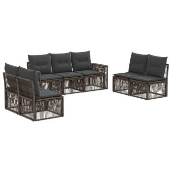 Gartensofa-set 7 stk. Grau und Dunkelgrau Poly-Rattan