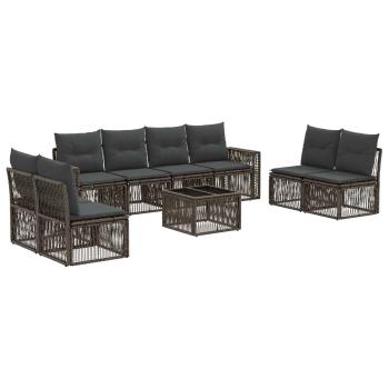 Gartensofa-set 9 Stk. Grau und Dunkelgrau Poly-Rattan