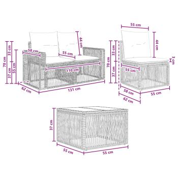 Gartensofa-set 9 Stk. Grau und Dunkelgrau Poly-Rattan