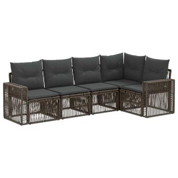 Gartensofa-set 5 stk. 5-Sitzer Grau und Dunkelgrau Poly-Rattan