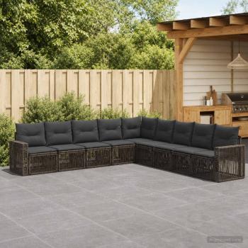 ARDEBO.de - Gartensofa-set 9 stk. Grau und Dunkelgrau Poly-Rattan