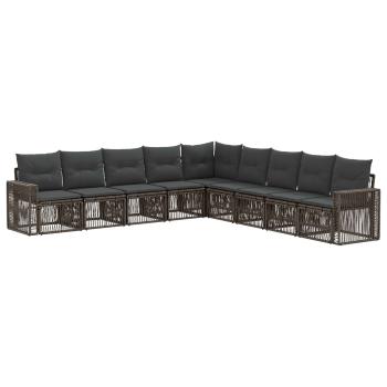 Gartensofa-set 9 stk. Grau und Dunkelgrau Poly-Rattan