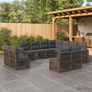 ARDEBO.de - Gartensofa-set 11 stk. Grau und Dunkelgrau Poly-Rattan