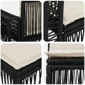 Gartensofa-set 8 stk. Schwarz und Cremeweiß Poly-Rattan