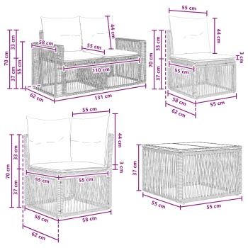 Gartensofa-set 9 Stk. Grau und Dunkelgrau Poly-Rattan