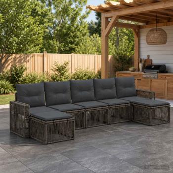 ARDEBO.de - Gartensofa-set 7 stk. Grau und Dunkelgrau Poly-Rattan
