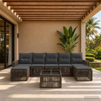 ARDEBO.de - Gartensofa-set 8 stk. Grau und Dunkelgrau Poly-Rattan