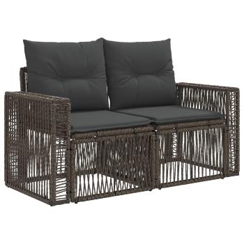 Gartensofa-set 9 stk. Grau und Dunkelgrau Poly-Rattan