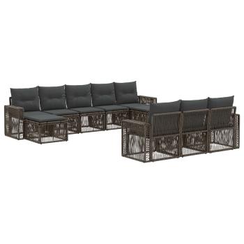 Gartensofa-set 10 stk. Grau und Dunkelgrau Poly-Rattan