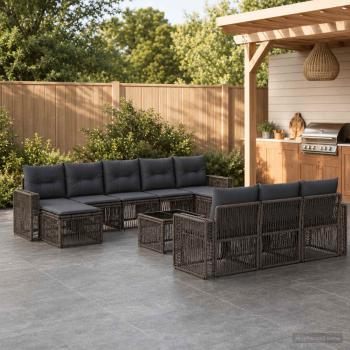 ARDEBO.de - Gartensofa-set 11 stk. Grau und Dunkelgrau Poly-Rattan