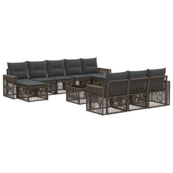 Gartensofa-set 11 stk. Grau und Dunkelgrau Poly-Rattan