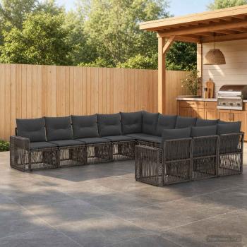 ARDEBO.de - Gartensofa-set 11 stk. Grau und Dunkelgrau Poly-Rattan