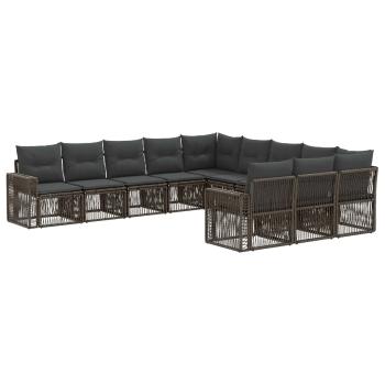 Gartensofa-set 11 stk. Grau und Dunkelgrau Poly-Rattan