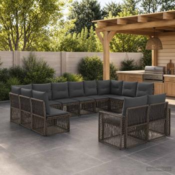 ARDEBO.de - Gartensofa-set 12 stk. Grau und Dunkelgrau Poly-Rattan