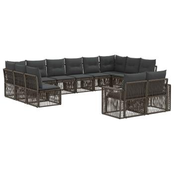 Gartensofa-set 12 stk. Grau und Dunkelgrau Poly-Rattan