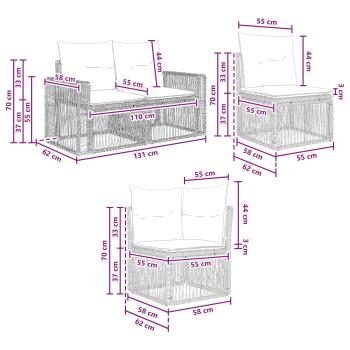 Gartensofa-set 13 Stk. Schwarz und Cremeweiß Poly-Rattan