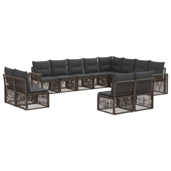 Gartensofa-set 12 stk. Grau und Dunkelgrau Poly-Rattan