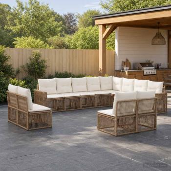 ARDEBO.de - Gartensofa-set 12 stk. Beige und Cremeweiß Poly-Rattan
